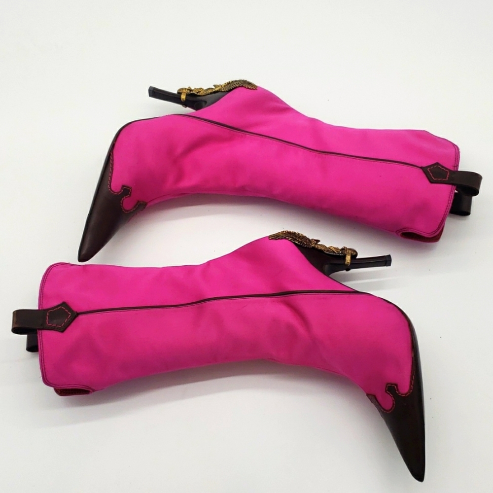 GIUSEPPE ZANOTTI SIZE 40 COLOR PINK SATIN AND BROWN LEATHER 100% AUTHENTIC NEW - Picture 17 of 17